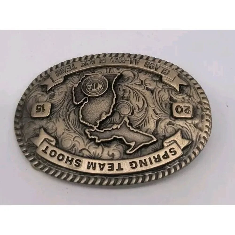 Custom Spring Team Shoot 2015 Class AA-3rd Place Team Oval Belt Buckle